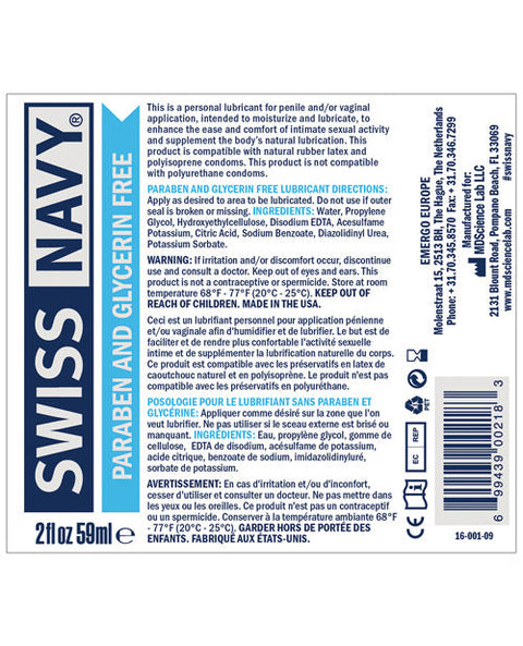 Swiss Navy Paraben & Glycerin Free Lubricant - 2 oz