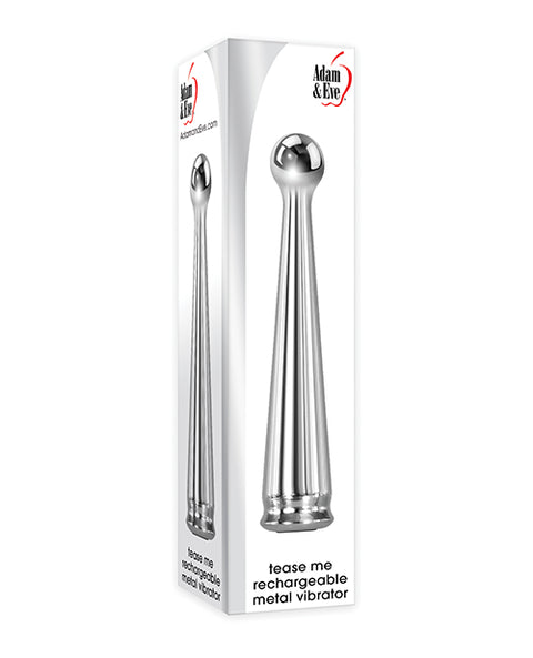 Adam & Eve Tease Me Rechargeable Metal Vibrator - Chrome