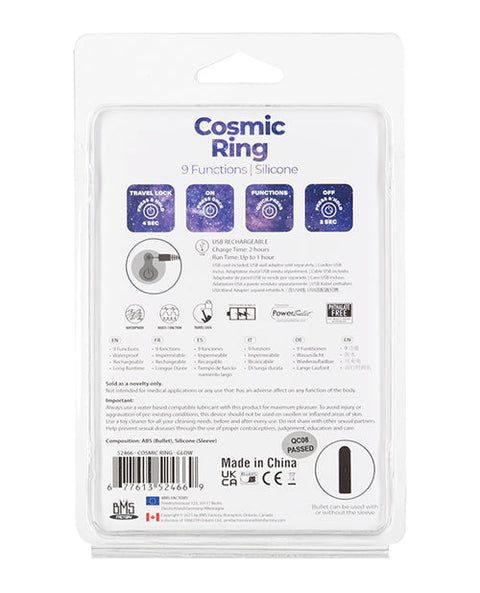 Cosmic Cock Ring w/Rechargeable Bullet - 9 Functions