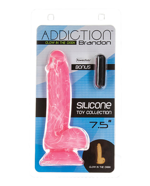 Addiction Brandon 7.5" Glow in the Dark Dildo - Pink
