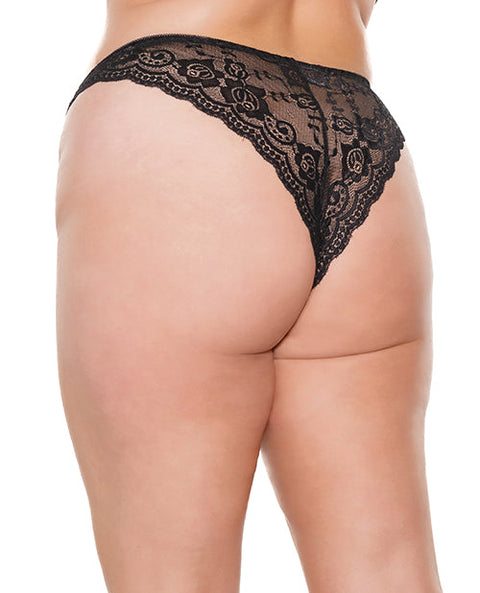 Scallop Stretch Lace High Leg Panty Black