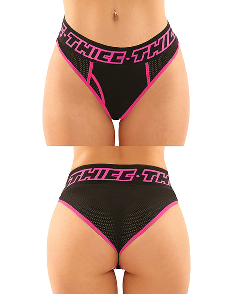 Vibes Buddy Pack Thicc Athletic Mesh Boy Brief & Lace Thong Black/Pnk
