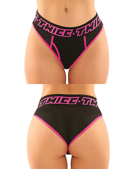 Vibes Buddy Pack Thicc Athletic Mesh Boy Brief & Lace Thong Black/Pnk