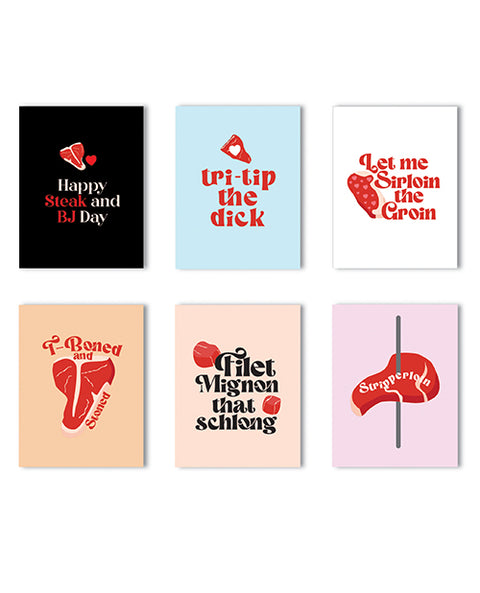 Steak And BJ Day Naughty Greeting Card - Variety Pack Of 6