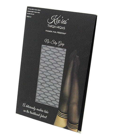 Kix'ies Beth Ann Honeycomb Thigh High Black