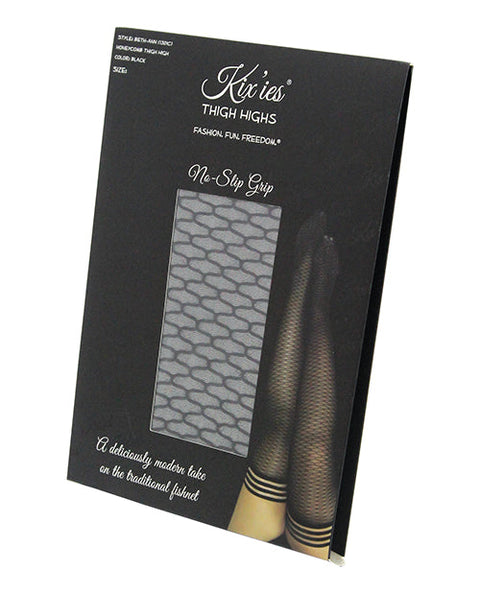 Kix'ies Beth Ann Honeycomb Thigh High Black