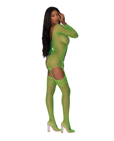 Seamless Fishnet Gartered Catsuit