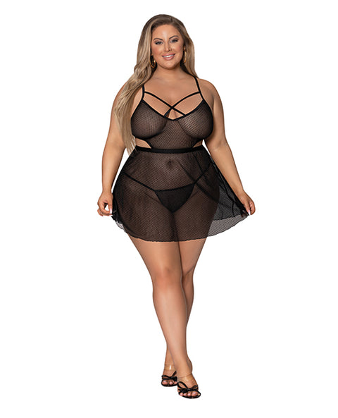 Girl Next Door Babydoll & Crotchless Panty Black