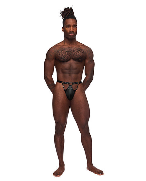 Fetish Jouster Nylon & Spandex Front Ring G-String Black