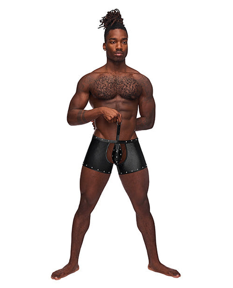 Fetish Poseidon Nylon Spandex Tear Off Cup Thong Short Black