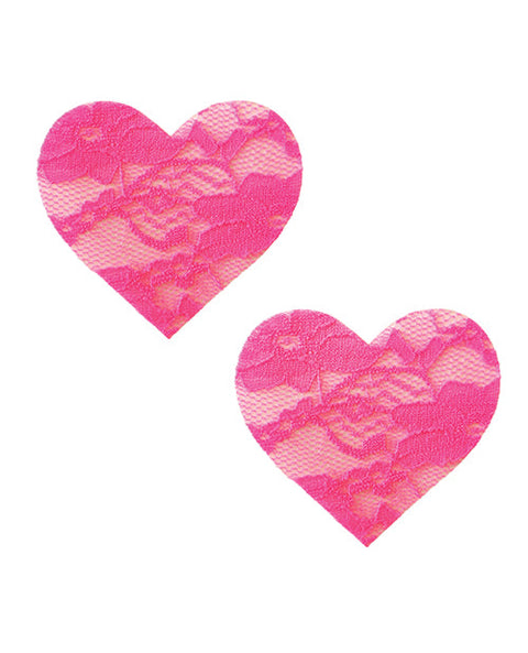 Neva Nude Black Light Lace Heart Pasties