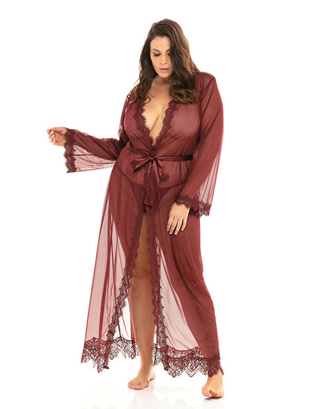 Provence Eyelash Lace Floor Length Robe Zinfandel