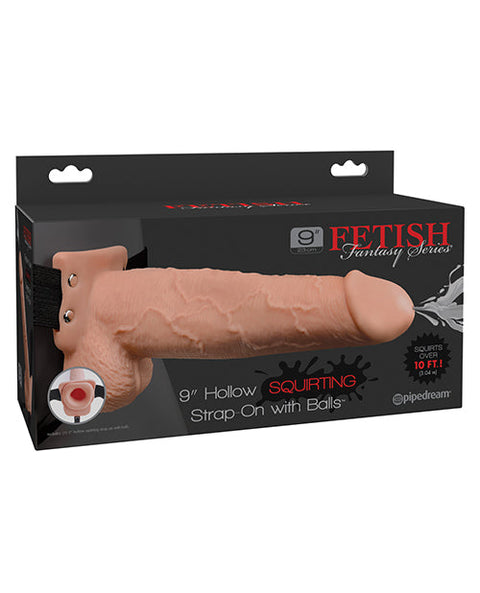 Fetish Fantasy Series 9" Hollow Squirting Strap On w/Balls