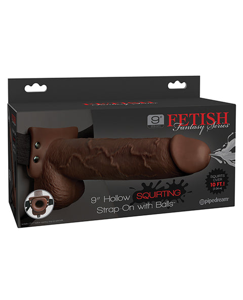 Fetish Fantasy Series 9" Hollow Squirting Strap On w/Balls