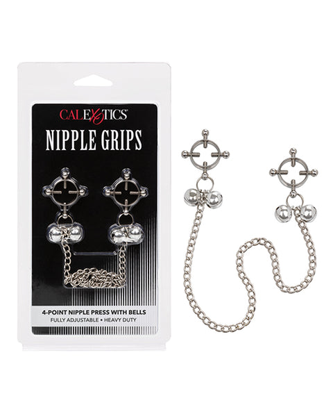 Nipple Grips 4-Point Nipple Press with Bells - Silver