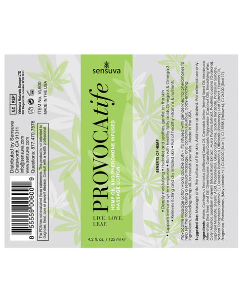 Provocatife Hemp Oil Massage Lotion w/Pheromones