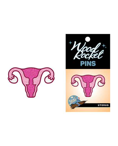 Wood Rocket Uterus Large Pin - Pink