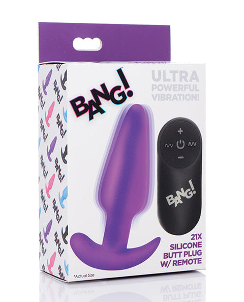Bang! 21X Vibrating Silicone Butt Plug w/Remote