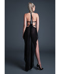 Allure Take Me Latex Look Vinyl and Mesh Teddy w/Attached Skirt - Black SM