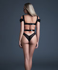 Allure Need U Tonight Latex Look Vinyl and Mesh Drop Shoulder Teddy - Black SM