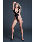 Allure Crave Me Latex Look Vinyl and Mesh Teddy - Black SM