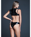 Allure Risque Lover Latex Look Vinyl Peek-A-Boo Teddy - Black XL