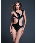 Allure Risque Lover Latex Look Vinyl Peek-A-Boo Teddy - Black XL