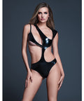 Allure Risque Lover Latex Look Vinyl Peek-A-Boo Teddy - Black XL