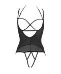 Allure Angelina Sheer Mesh Under Bust Teddy Black