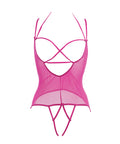 Allure Angelina Sheer Mesh Under Bust Teddy Hot Pink