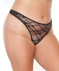 Stretch Lace High Leg Thong Black