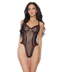 Stretch Mesh Underwire Teddy W/Ribbon Detail Black