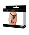 Lace Thong w/Garters and Bow Detail - Black XL