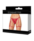 Lace Thong w/Garters and Bow Detail - Red MD