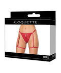 Lace Thong w/Garters and Bow Detail - Red MD
