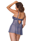 Twilight Fever Lace & Mesh Babydoll w/G-String - Navy MD
