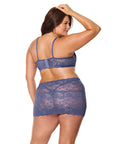 Twilight Fever Lace Bra & Skirt - Navy SM
