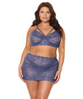 Twilight Fever Lace Bra & Skirt - Navy SM