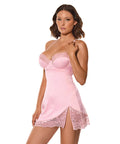 Kissed by Satin Underwire Chemise - Pink XL