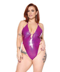 Darque Pvc Halter Teddy W/Adjustable Straps - Purple