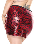 Darque Metallic Wet Look Skirt - Red/Black LG