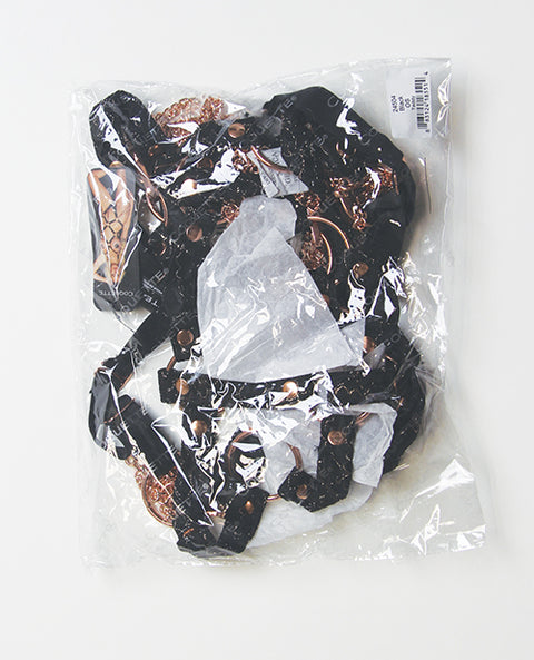 Pleasure Collection Your Command Harness Teddy W/Mini Chain Whips - Black/Rose Gold