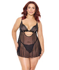 Pleasure Collection Feline Fatale Babydoll & G-String 2 Pc Set - Black