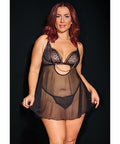 Pleasure Collection Feline Fatale Babydoll & G-String 2 Pc Set - Black
