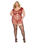 Seamless Chemise W/Rhinestone Accents & Mini Suspender Clips - Ox Blood