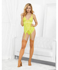 Neons Bustier W/Nude Hose & G-String Neon Lime