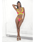 Festival Wear Strappy Lace Top & G-String Neon