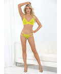 Neon Lace Underwire Bra W/Double Tulle Garter Skirt & Double Elastic Panty Neon Lime
