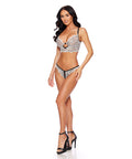 Embroidered Bralette W/Open Crotch Panty - Ivory