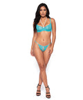Pearl Obsession Lace Bra & Pearl Crotch Panty 2 Pc Set - Frosted Mint